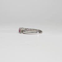 18ct white gold ring with pink sapphire and diamonds by Duncan Eves