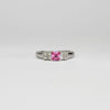 18ct white gold ring with pink sapphire and diamonds by Duncan Eves