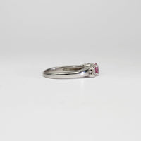 18ct white gold ring with pink sapphire and diamonds by Duncan Eves