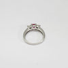 18ct white gold ring with pink sapphire and diamonds by Duncan Eves