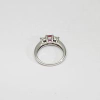 18ct white gold ring with pink sapphire and diamonds by Duncan Eves