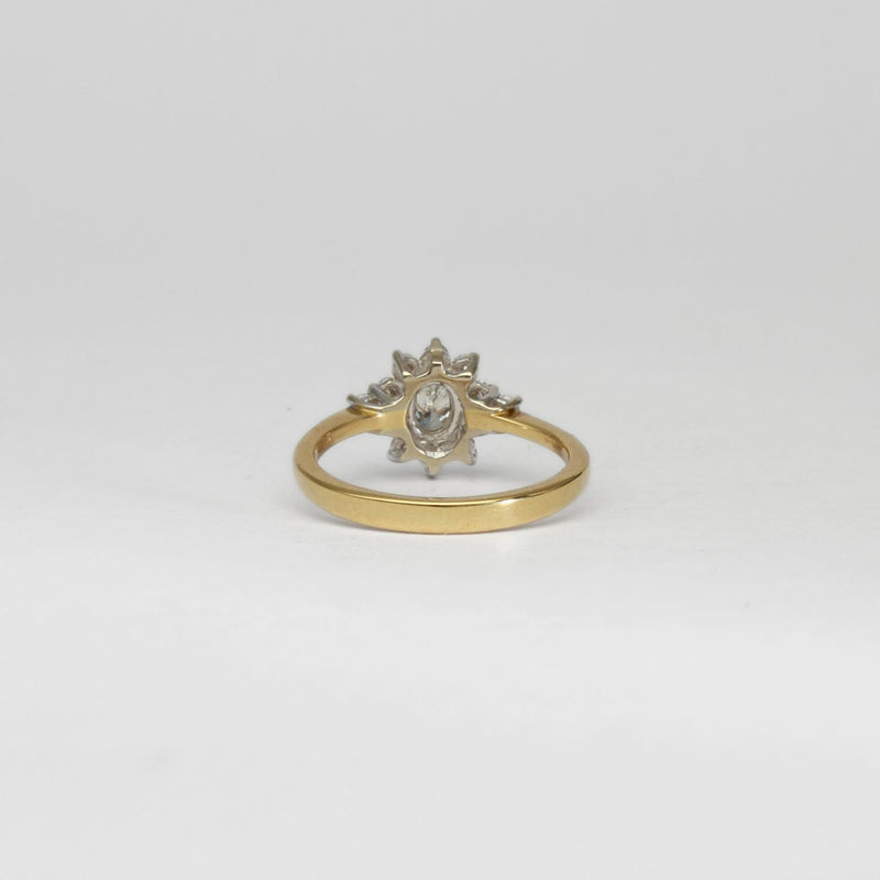 18ct gold oval diamond cluster ring by Duncan Eves