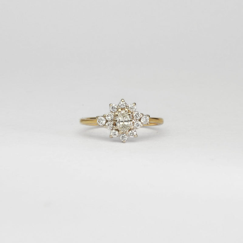 18ct gold oval diamond cluster ring by Duncan Eves