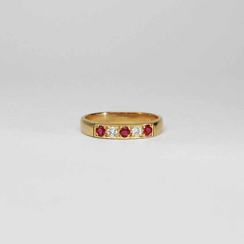 18ct gold ring with rubies and diamonds by Duncan Eves