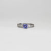 18ct white gold ring with tanzanite and diamonds by Duncan Eves