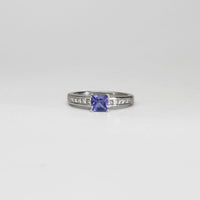 18ct white gold ring with tanzanite and diamonds by Duncan Eves