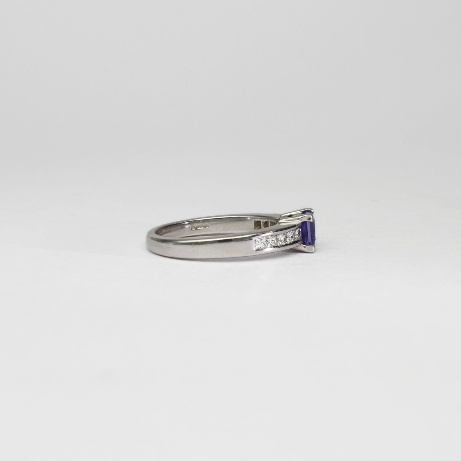 18ct white gold ring with tanzanite and diamonds by Duncan Eves