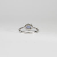 18ct white gold ring with tanzanite and diamonds by Duncan Eves