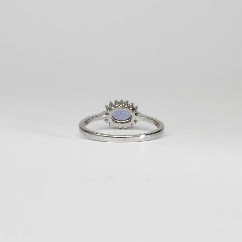 18ct white gold ring with tanzanite and diamonds by Duncan Eves