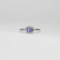 18ct white gold ring with tanzanite and diamonds by Duncan Eves