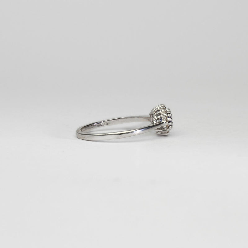 18ct white gold ring with tanzanite and diamonds by Duncan Eves