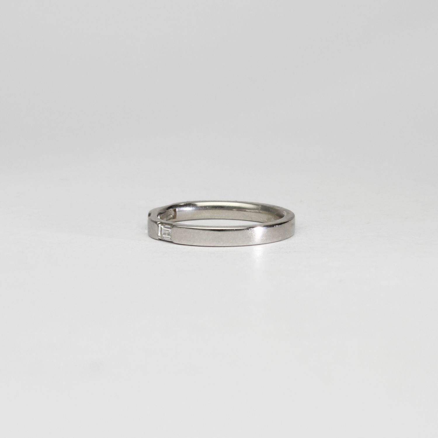 Platinum ring with 3 baguette diamonds by Duncan Eves