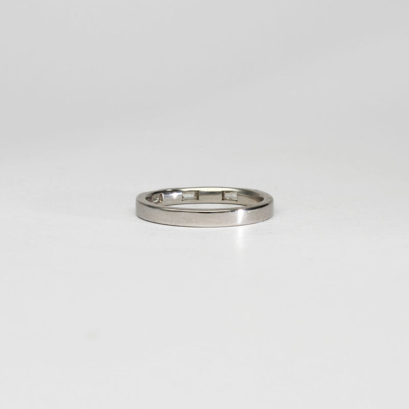 Platinum ring with 3 baguette diamonds by Duncan Eves