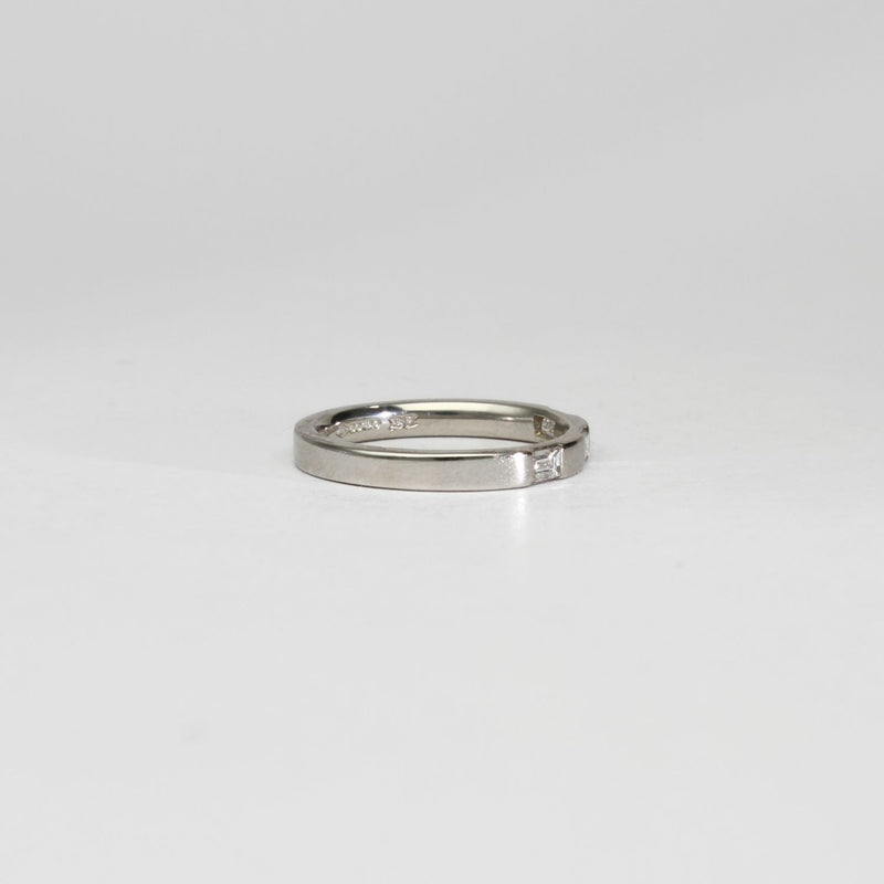 Platinum ring with 3 baguette diamonds by Duncan Eves