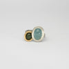 Aquamarine & green sapphire silver & 18ct gold ring by Emily Thatcher
