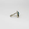 Aquamarine & green sapphire silver & 18ct gold ring by Emily Thatcher