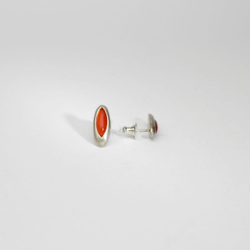 Carnelion elipse silver studs by Emily Thatcher