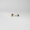 Grey moonstone silver & 18ct gold studs by Emily Thatcher