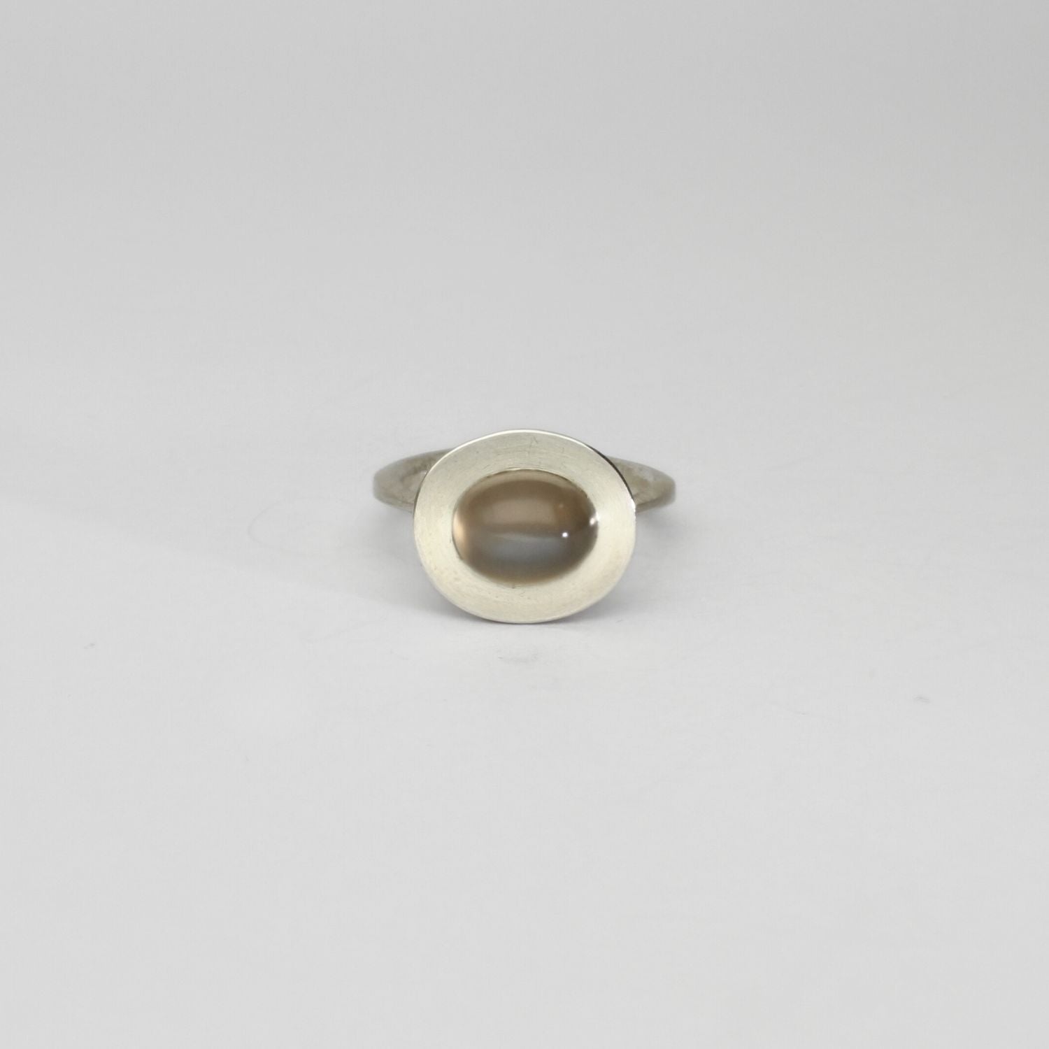 Grey moonstone turgor silver ring by Emily Thatcher