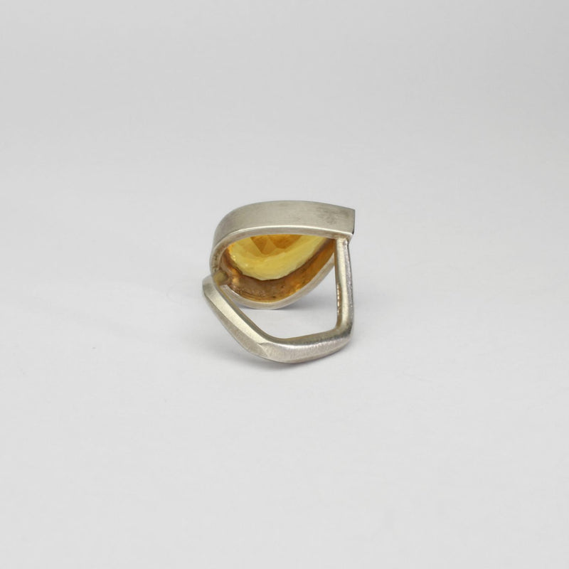 Golden beryl faceted silver ring by Emily Thatcher