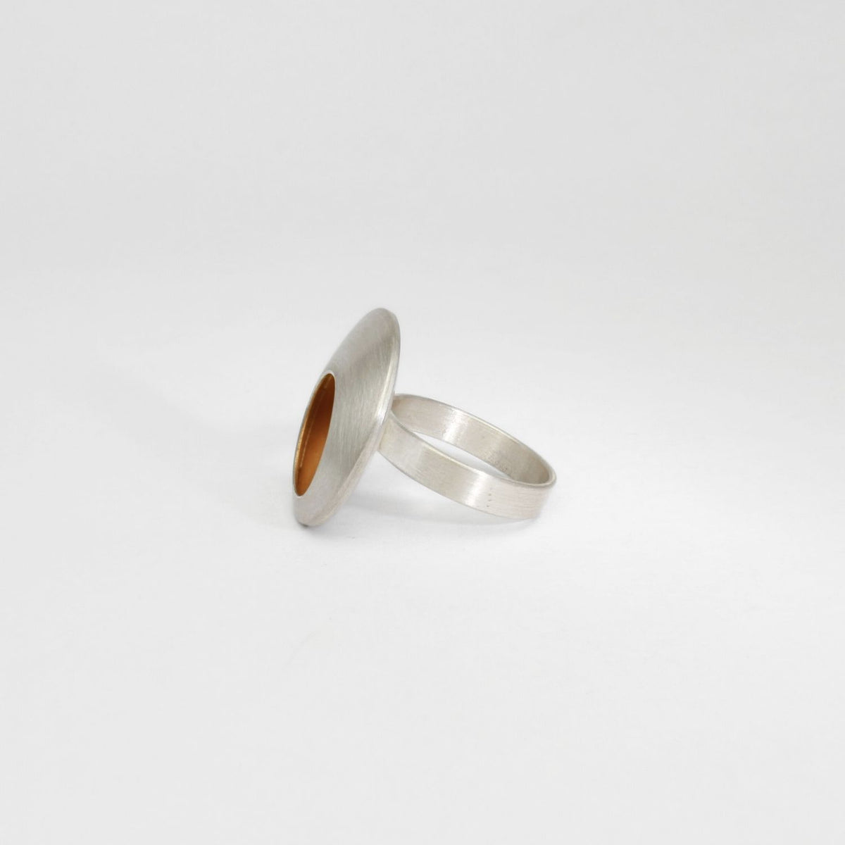 Large pebble silver & gold plated ring by Hannah Souter