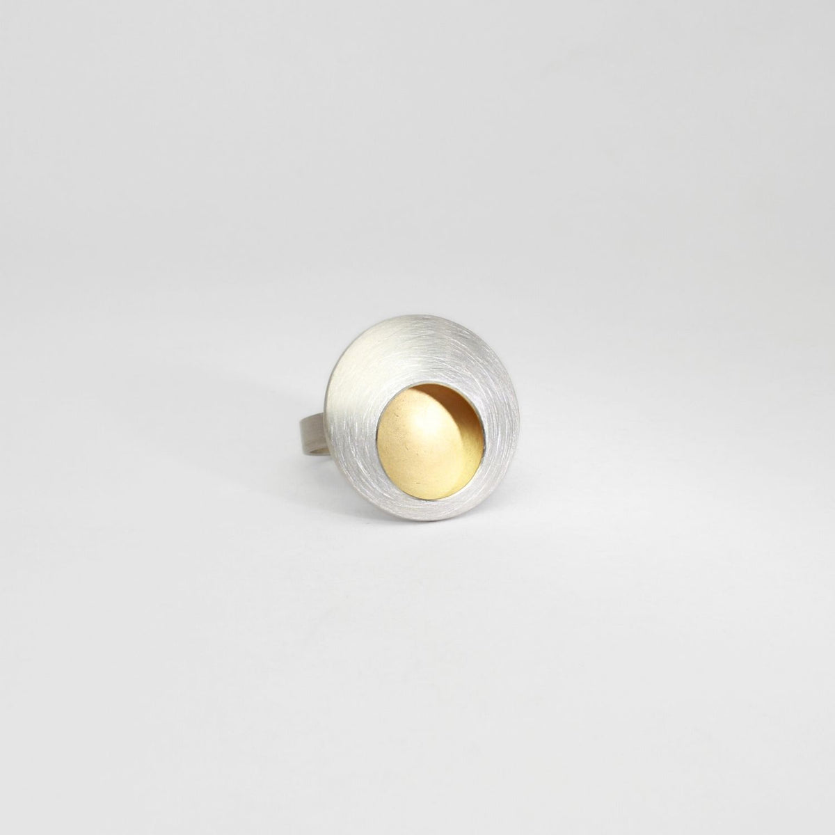 Large pebble silver & gold plated ring by Hannah Souter