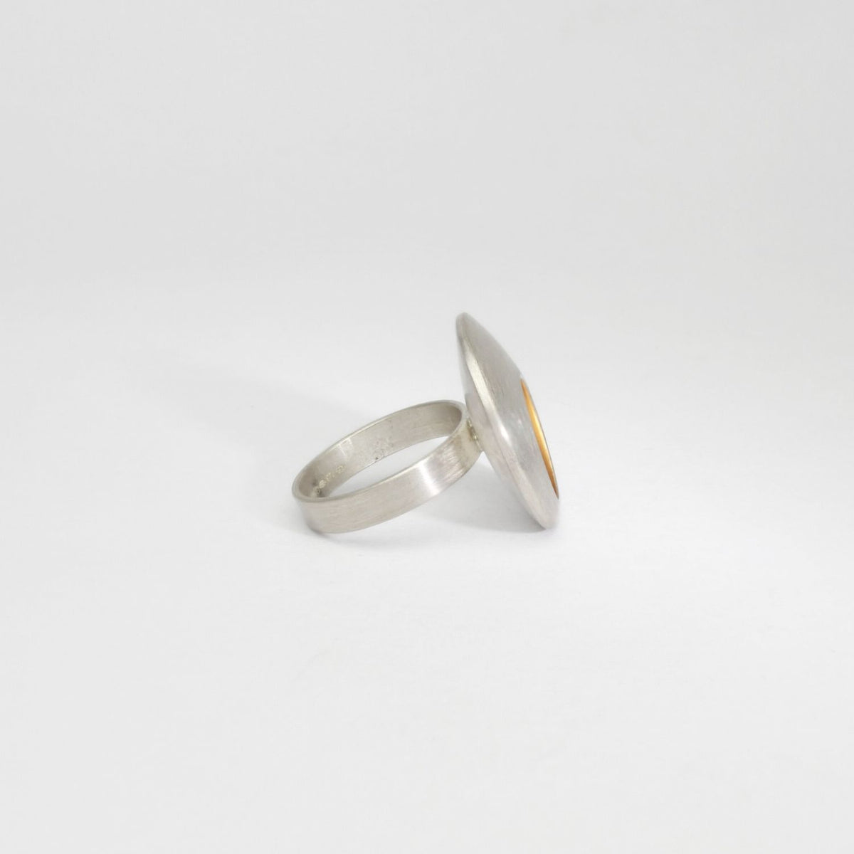 Large pebble silver & gold plated ring by Hannah Souter