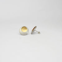 Pebble satin silver & gold plated studs by Hannah Souter