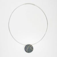 Large lunar 2 black silver & 18ct gold pendant by Hannah Souter