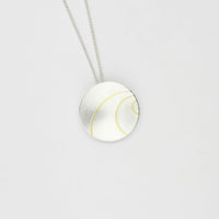 Large lunar 3 satin silver & 18ct gold pendant by Hannah Souter