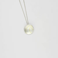 Small lunar 3 satin silver & 18ct gold pendant by Hannah Souter