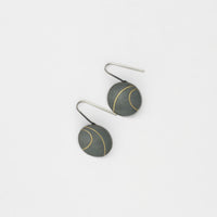Lunar 2 black silver & 18ct gold drop earring by Hannah Souter