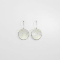 Lunar 3 satin silver & 18ct gold drop earrings by Hannah Souter