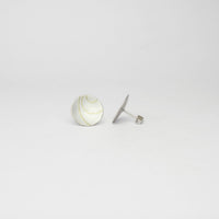 Large lunar 3 satin silver & 18ct gold studs by Hannah Souter