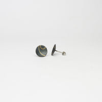 Medium lunar 2 satin black silver & 18ct gold studs by Hannah Souter