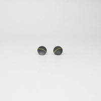 Small lunar 2 satin black silver & 18ct gold studs by Hannah Souter