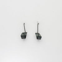 Ribbon end black silver hook earrings by Jodie Hook