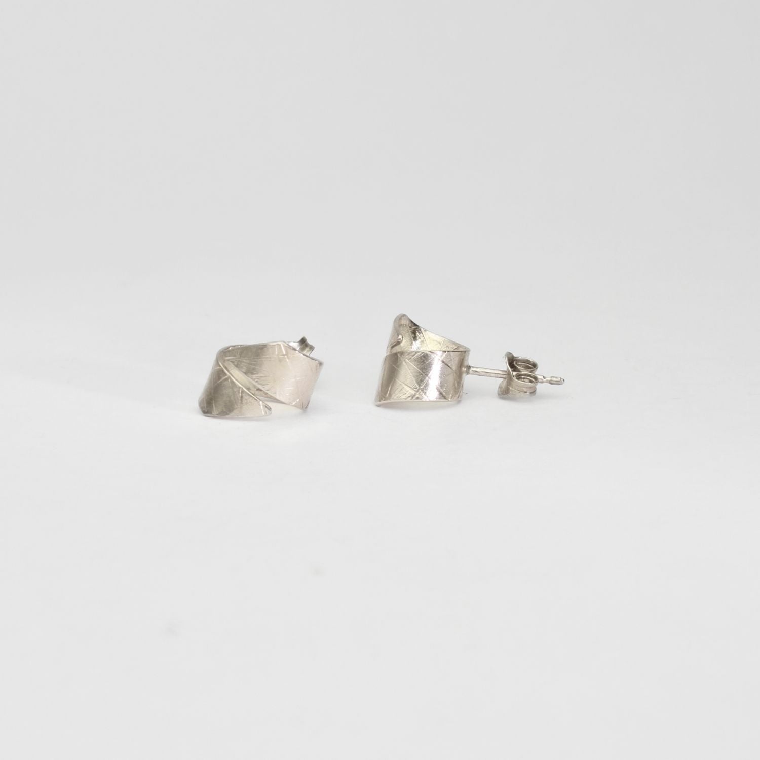 Ribbon end silver studs by Jodie Hook