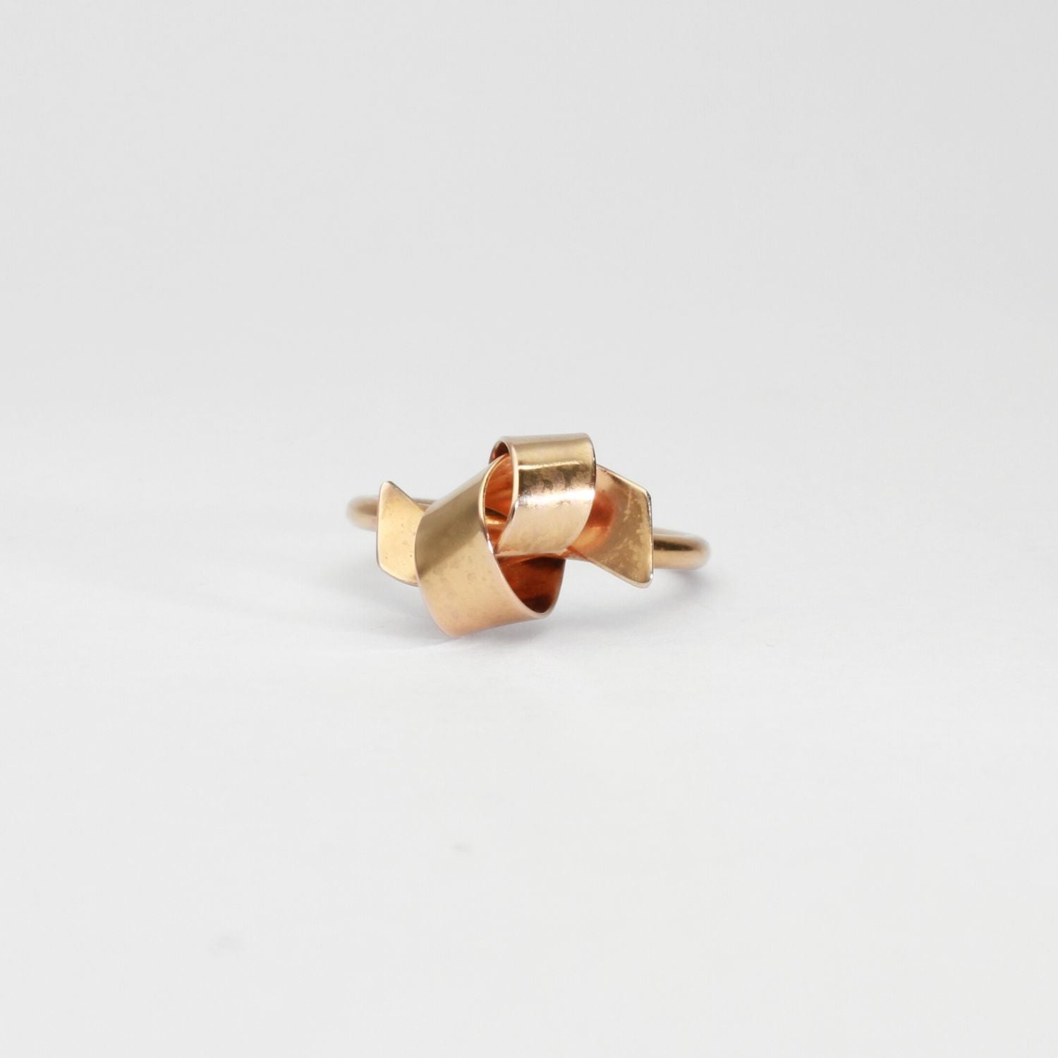 Ribbon knot ring in silver, rose gold plated by Jodie Hook