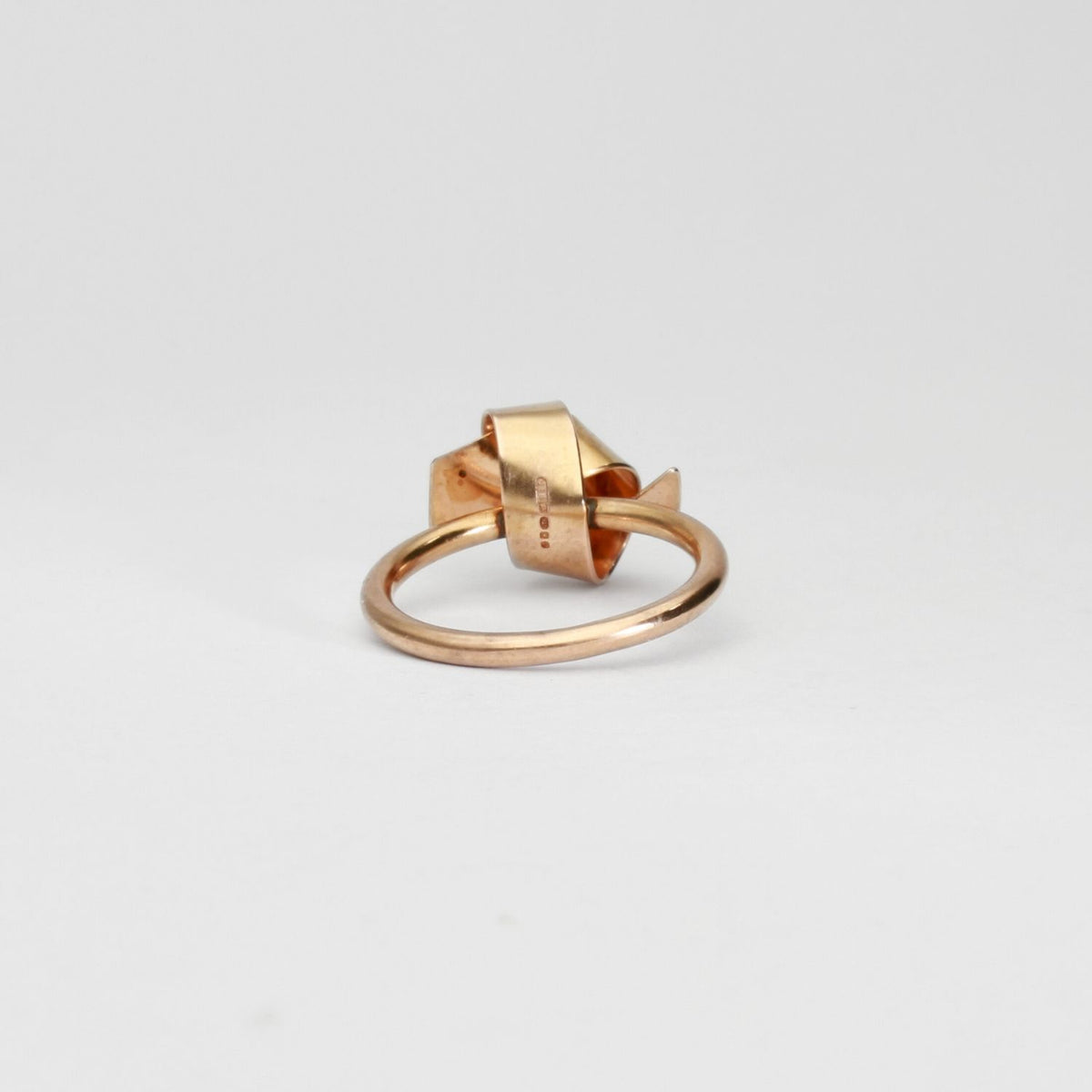 Ribbon knot ring in silver, rose gold plated by Jodie Hook