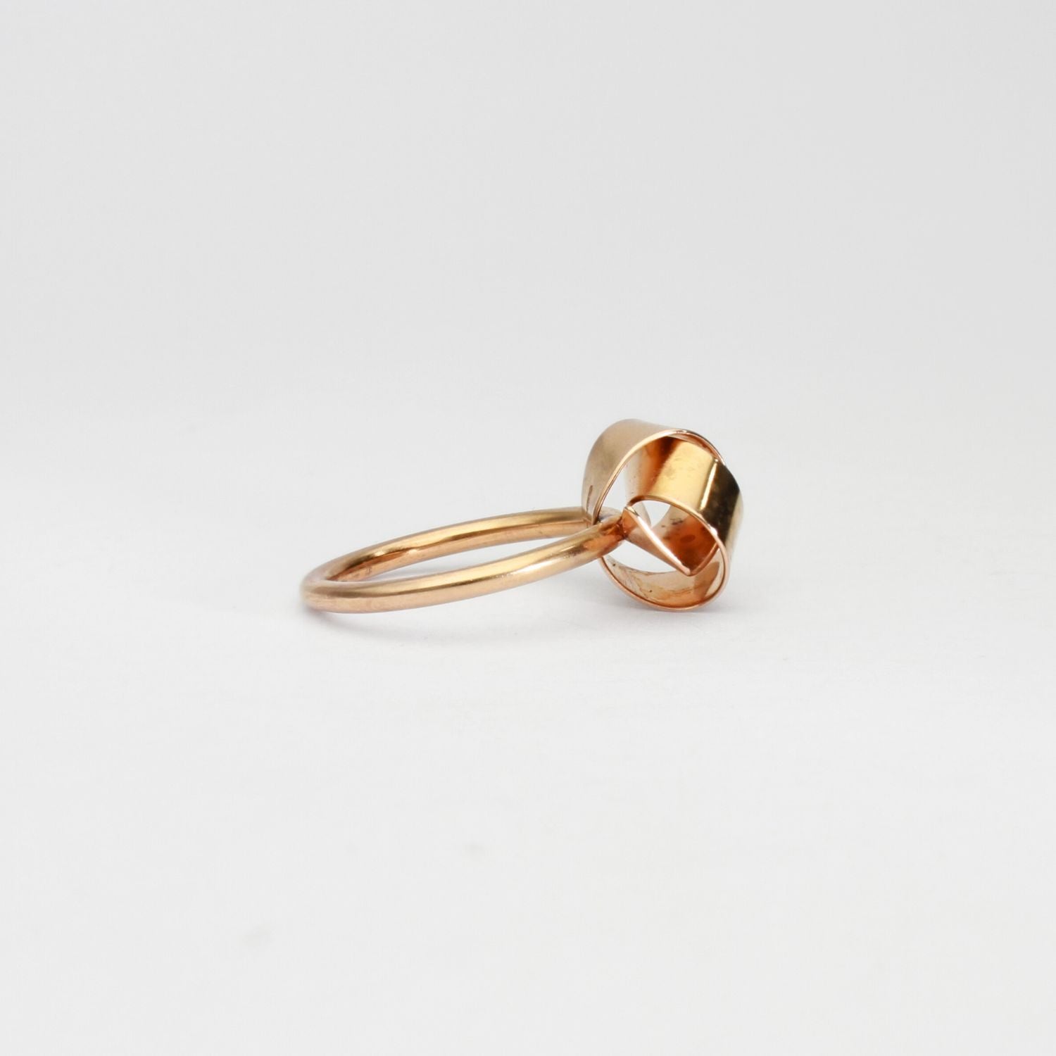 Ribbon knot ring in silver, rose gold plated by Jodie Hook