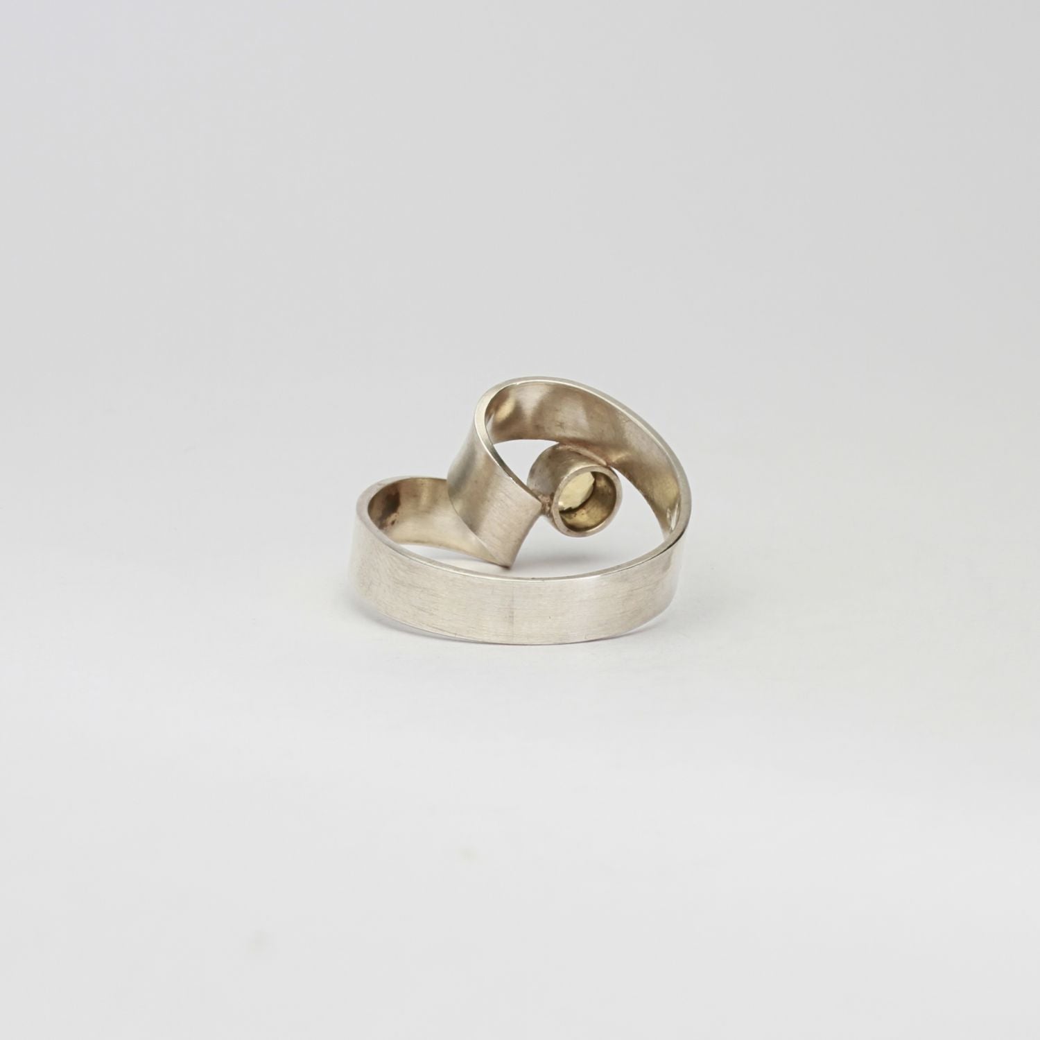 Ribbon loop ring in silver with citrine by Jodie Hook