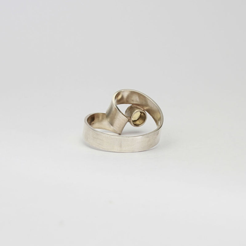 Ribbon loop ring in silver with citrine by Jodie Hook
