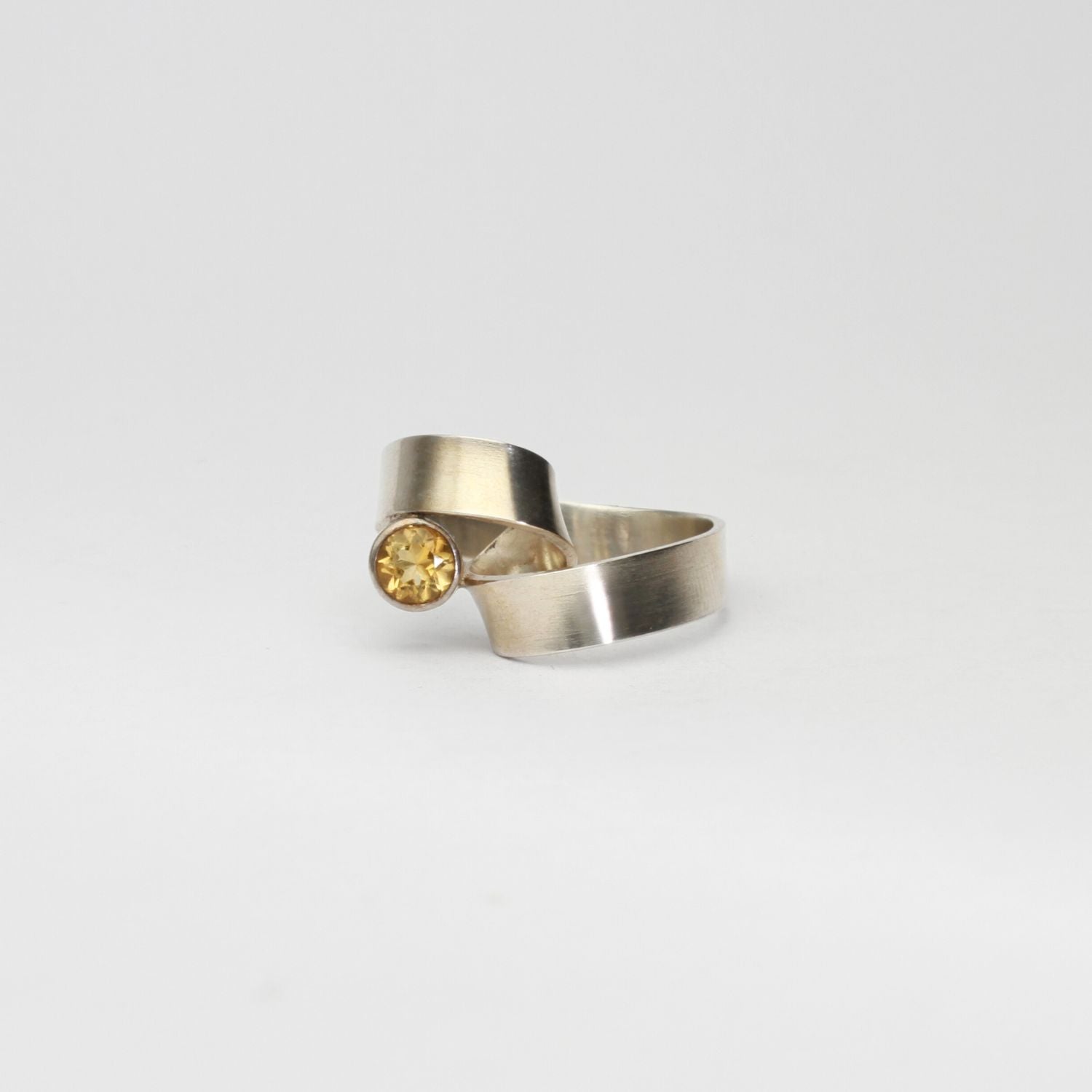 Ribbon loop ring in silver with citrine by Jodie Hook