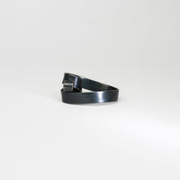 Ribbon solitaire loop black silver ring with imperial topaz by Jodie Hook