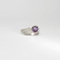 Ribbon end silver ring with lavender amethyst by Jodie Hook