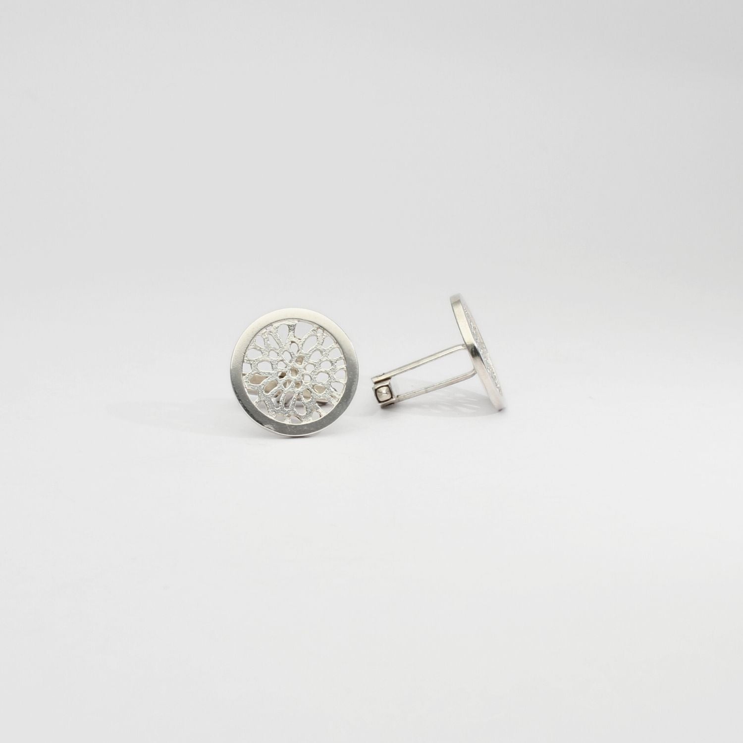 Silver floral cufflinks by Katherine Campbell-legg