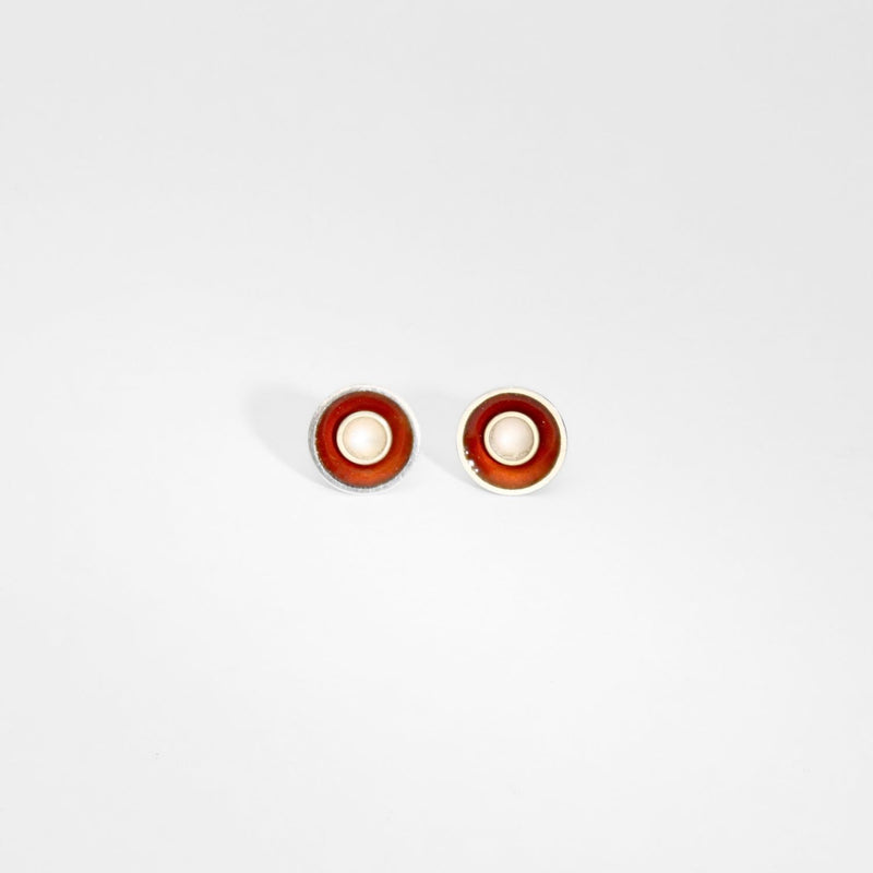 Small orange target silver studs by Kokkino