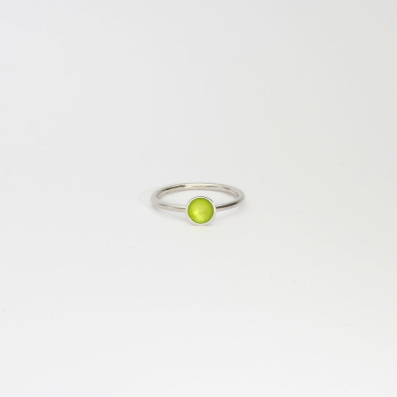 Yellow enamel silver disc ring by Kokkino