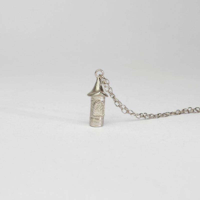 Rapunzel - Round tower silver pendant by Katy Tromans